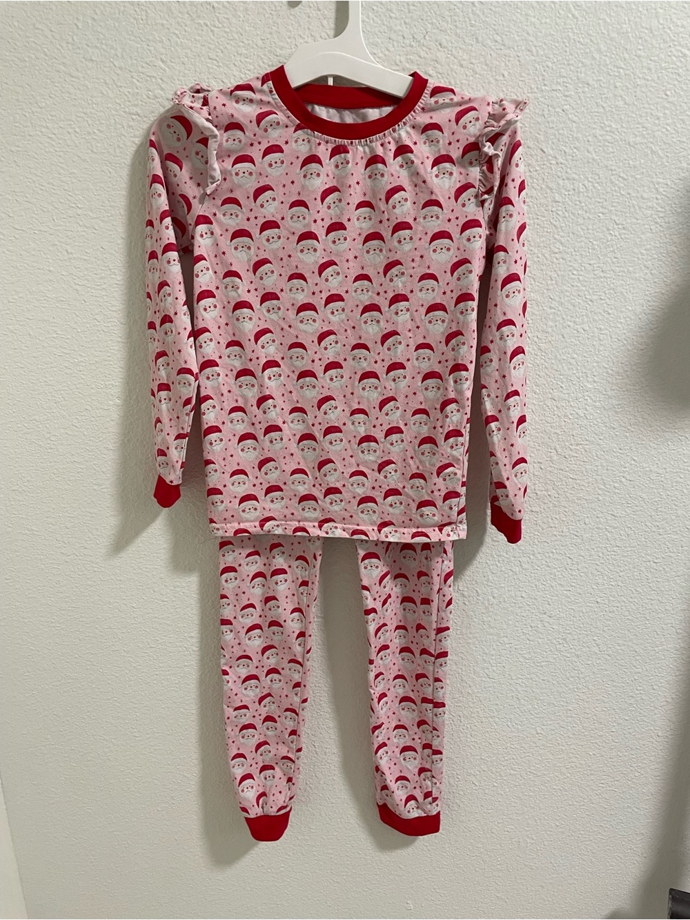 Cecil & Lou Pink and Red Santa Print Girls Pajama Set